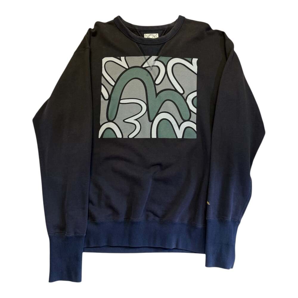 EVISU Black Crewneck Sweatshirt with  Logo Graphic Print